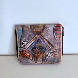 NEW Jane Yoo Vintage Hand Painted Leather Wallet